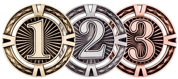 Alle sporten Neutrale medaille 1-2-3 MM1039 Luxe goud-zilver-brons Ø 60 mm